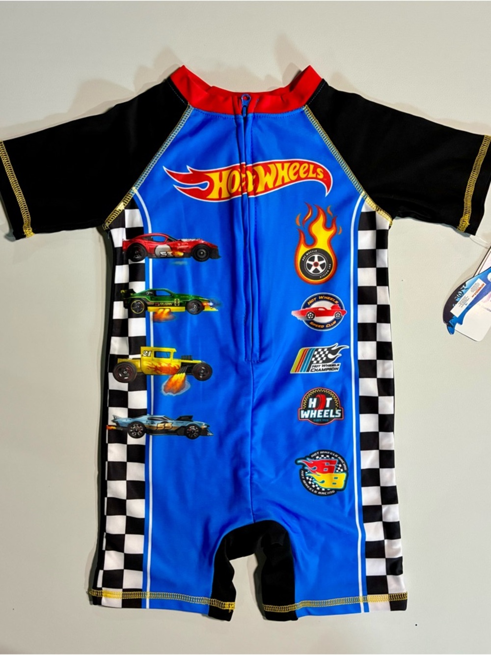 Hot Wheels Boys Blue Racing One-Piece Swimsuit